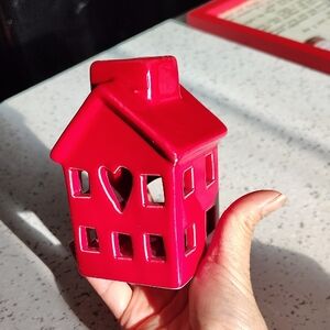 Red Ceramic House Candle Holder